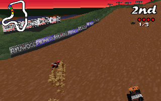 In-game screenshot, observera leran som piskas upp av min bil när jag svänger.